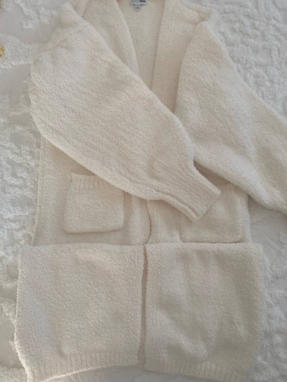 Fashion Nova Cream Longline Open Cardigan with Pockets - Picture 4 of 6